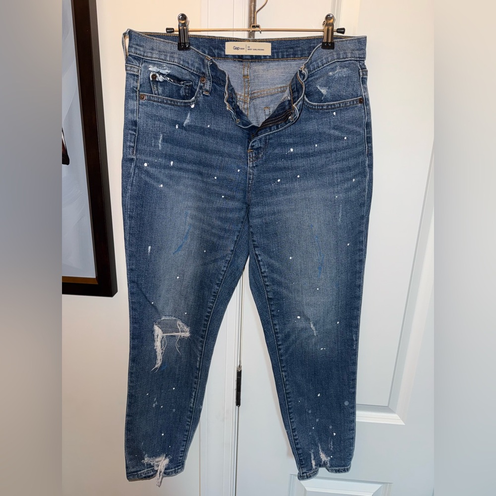 GAP Women's Distressed Skinny Jeans - Classic Blue